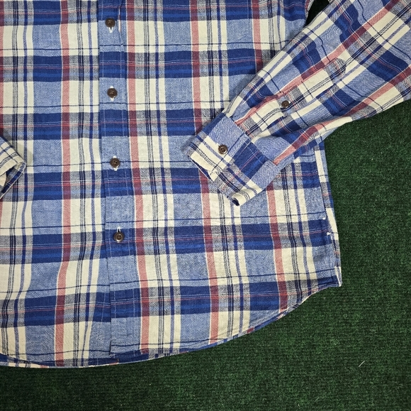 J. Crew | 100% Hand Spun Cotton Slim Fit Plaid Flannel Button Down Mens Shirt - Picture 13 of 15